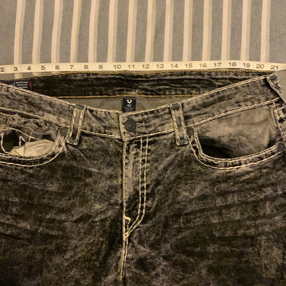 True Religion Straight Jeans Men's Black Acid Wash 42x33 Vintage